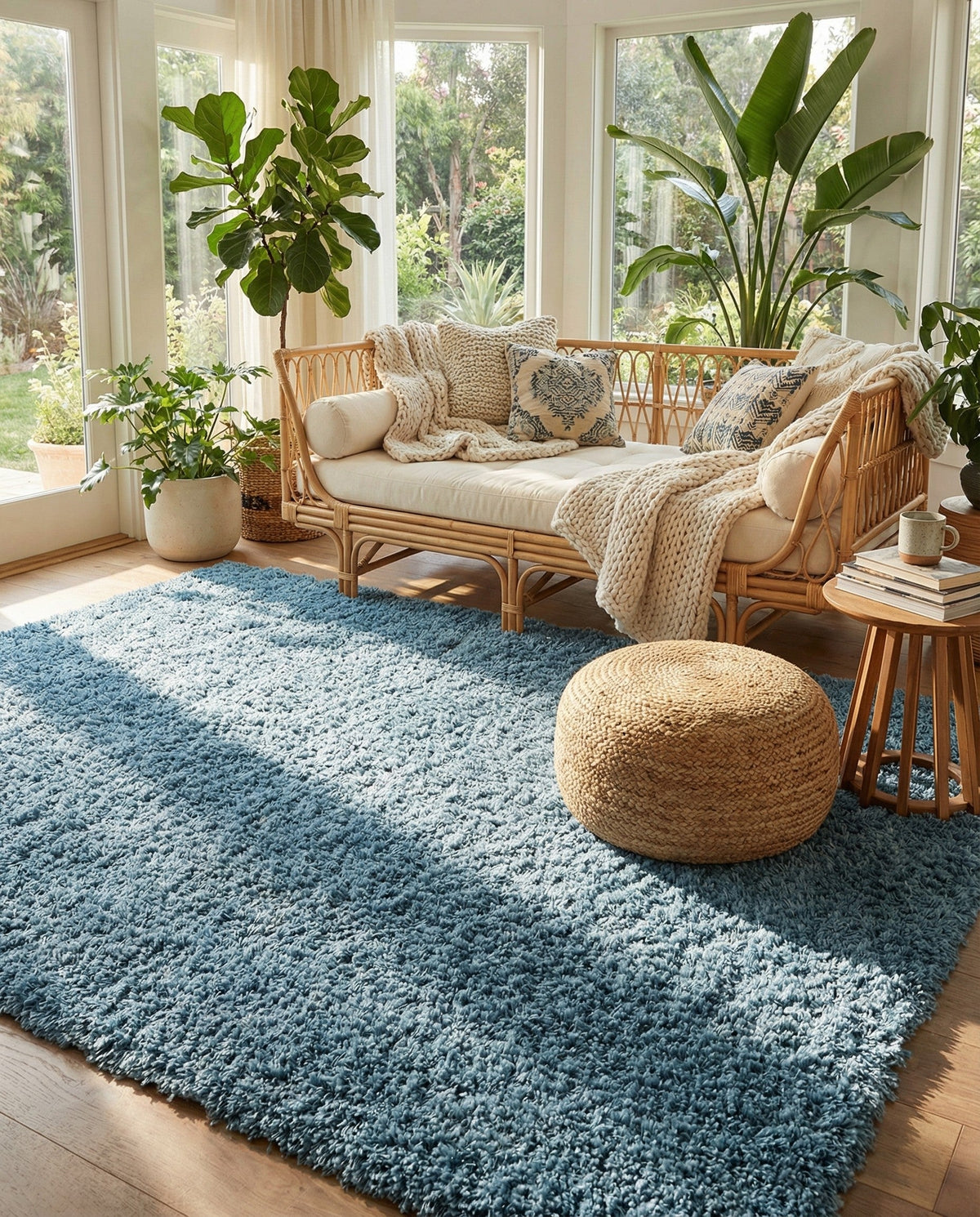 Eternal Plush Oasis Collection Area Rug -  Tranquility (Aegean Blue) Rectangle Aegean Blue  lifestyle 19