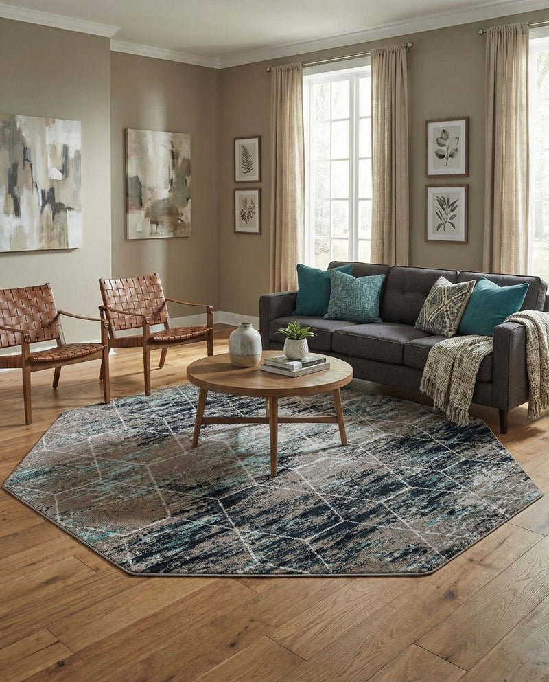 Trellis Mosaic Collection Area Rug - Arborville (Blue Multi) Octagon Blue Multi  lifestyle 49