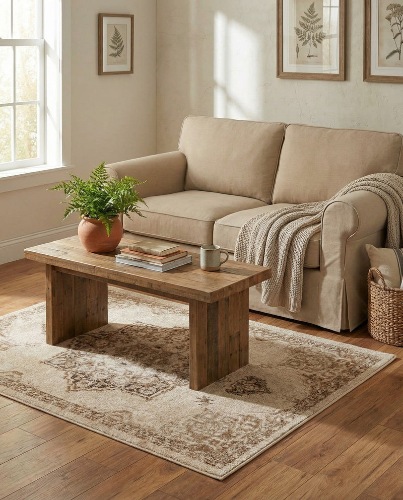Eden Oasis Collection Area Rug -  Tranquility (Beige) Rectangle Beige  lifestyle 11