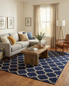 Lattice Gardens Collection Area Rug -  Bloomfield (Dark Blue) Rectangle Dark Blue  lifestyle 29