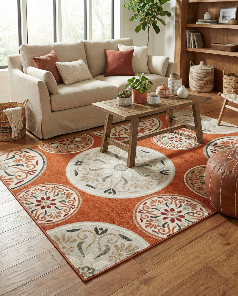 Urban Terrace Collection Area Rug -  Deck Rectangle Terracotta  lifestyle 15