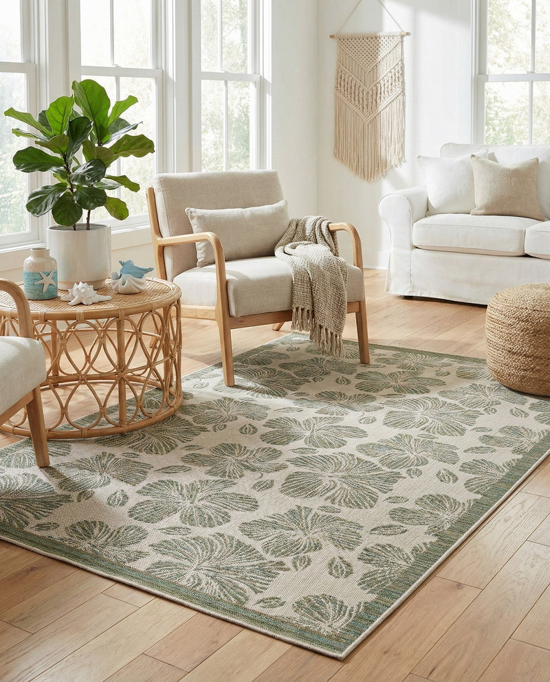 Coastal Terrace Collection Area Rug -  Marina Rectangle Ivory and Beige  lifestyle 16