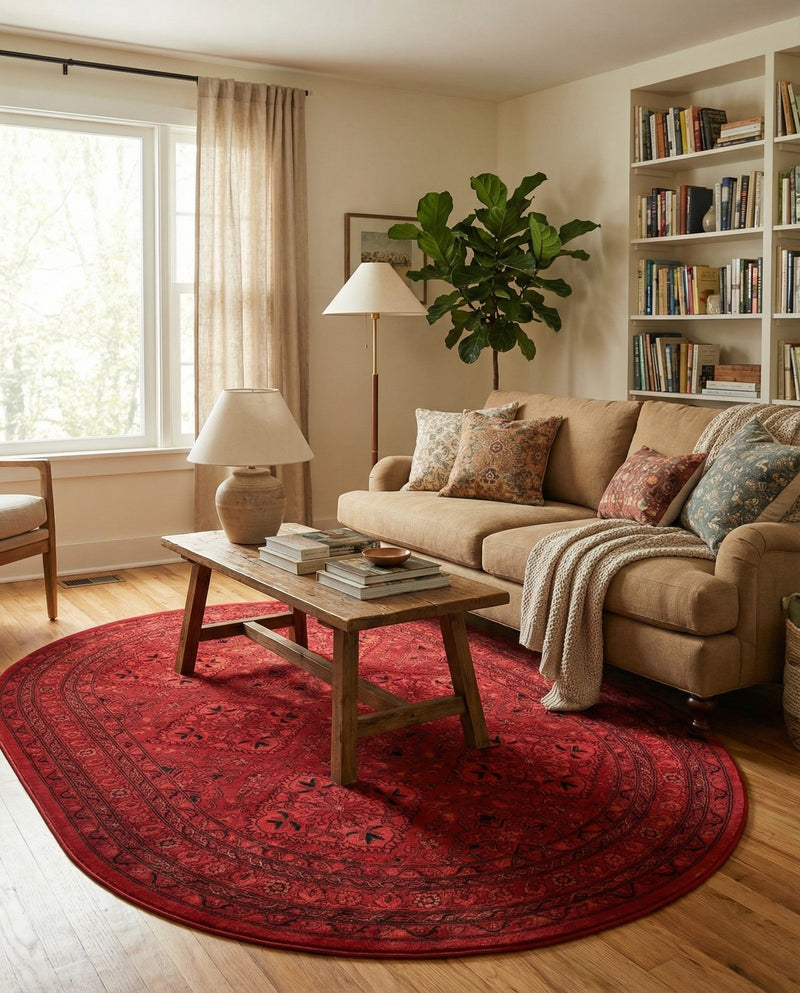 Samarkand Elegance Collection Area Rug -  Samanid Oval Red  lifestyle 75