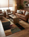Bistro Lounge Collection Area Rug -  Latte Rectangle Multi  lifestyle 19
