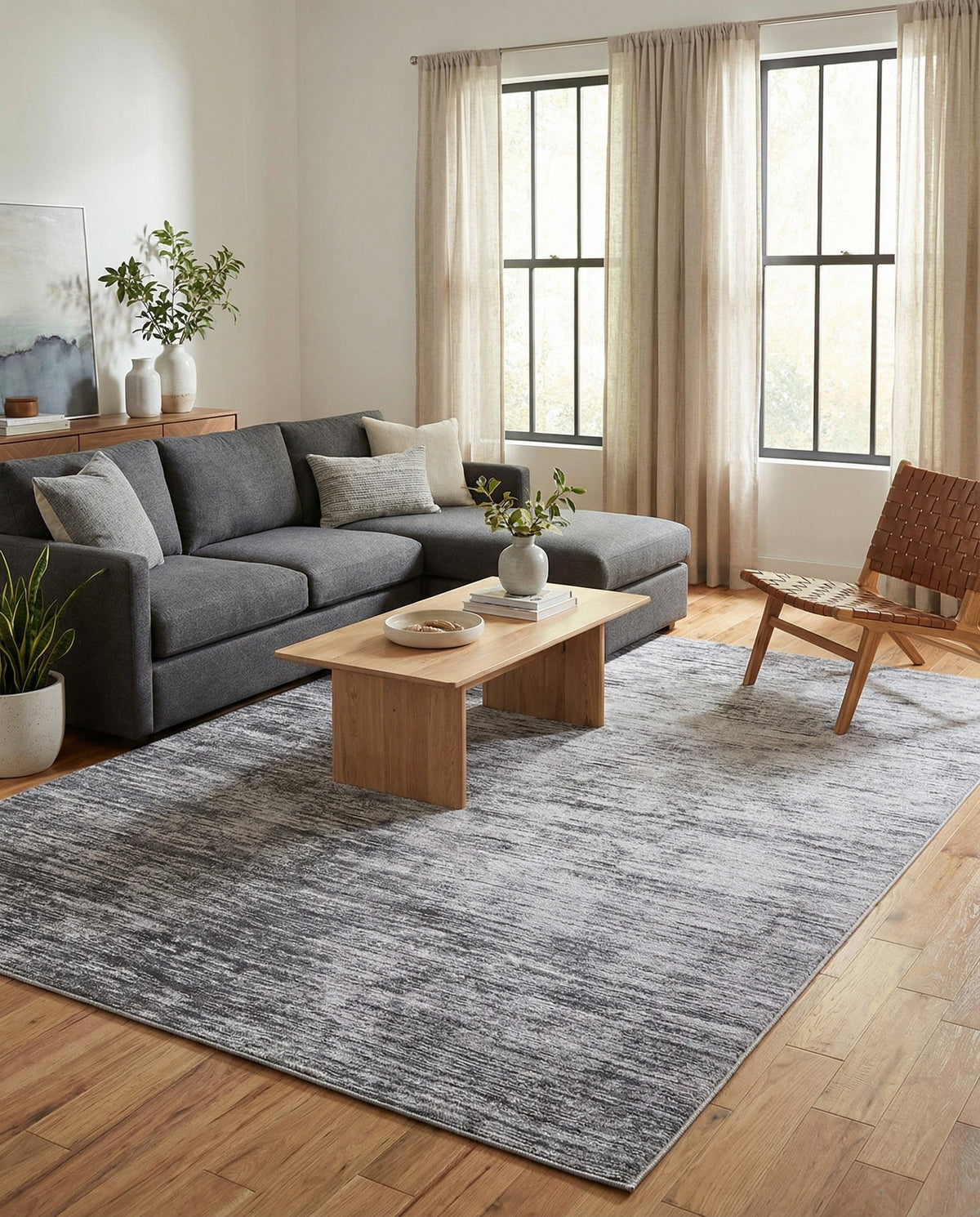 Sahara Essence Collection Area Rug - Oasis (Gray) Rectangle Gray  lifestyle 30