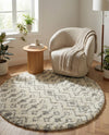 Berber Lattice Shag Collection Area Rug - Atlas (Ivory) Round Ivory  lifestyle 34