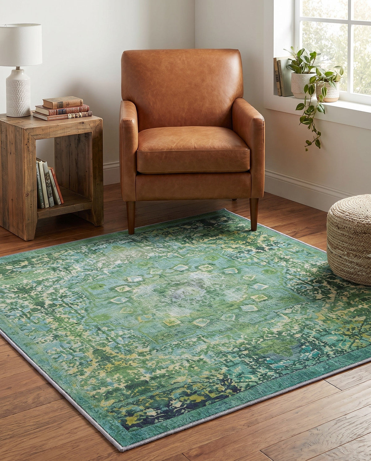 Baroque Era Collection Area Rug - Versailles (Spring Green) Square Spring Green  lifestyle 50