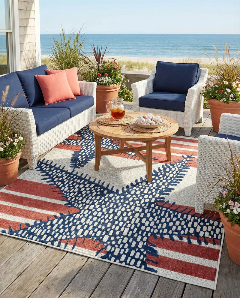 Caribbean Terrace Collection Area Rug -  Curacao Square Ivory  lifestyle 33