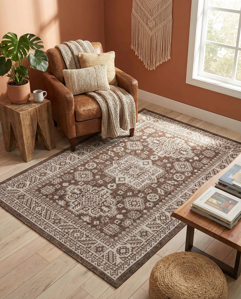 Tribal Terrace Treasures Collection Area Rug -  Incan Isle (Brown) Rectangle Brown  lifestyle 31