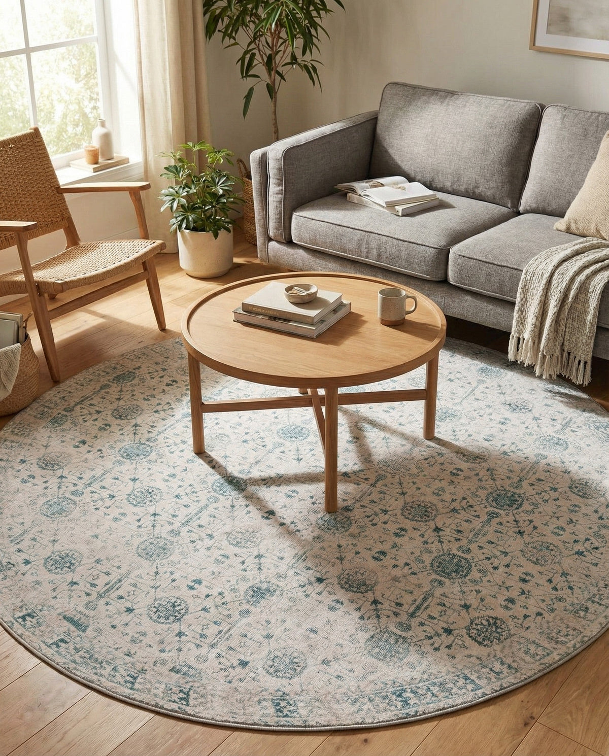 Heritage Elegance Collection Area Rug -  Chatsworth Round Ivory  lifestyle 120
