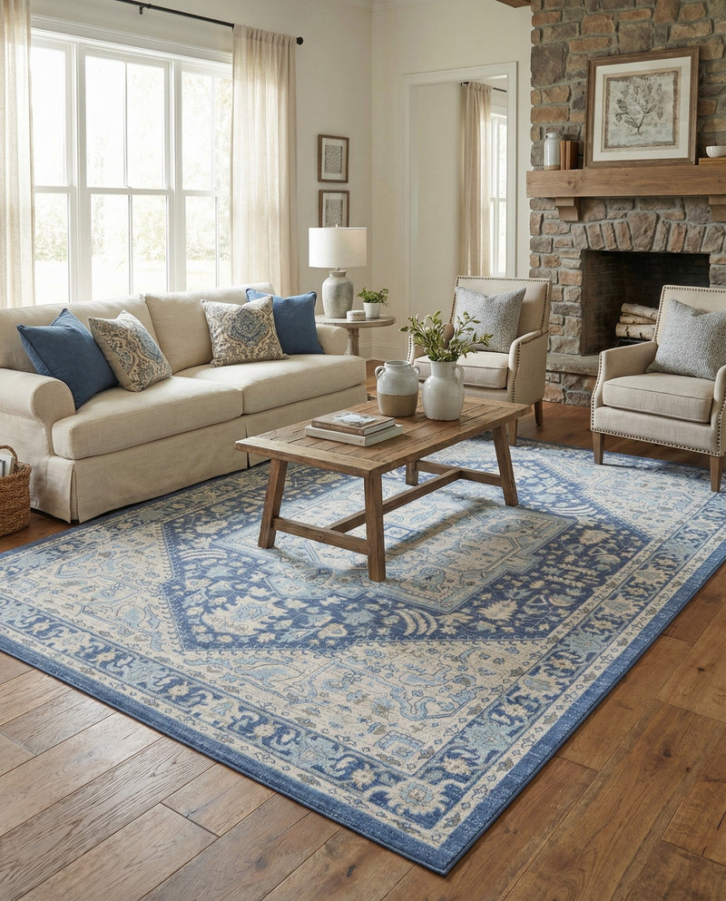 Savannah Series Collection Area Rug - Charleston (French Blue) Rectangle French Blue  lifestyle 9