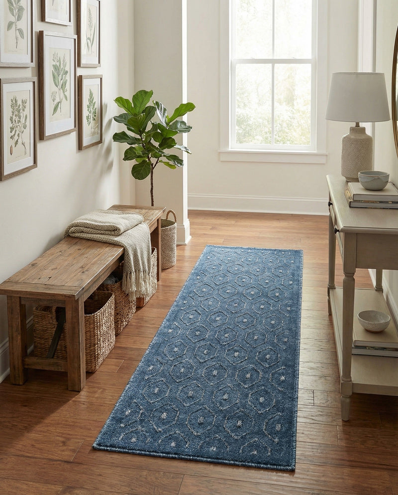 Garden Lattice Charm Collection Area Rug - Arbor (Navy Blue) Runner Navy Blue  lifestyle 34