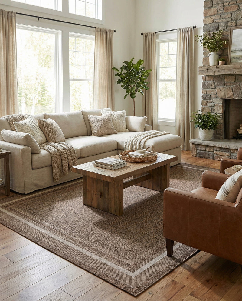 Terrace Fringe Collection Area Rug - Veranda (Brown) Rectangle Brown  lifestyle 26