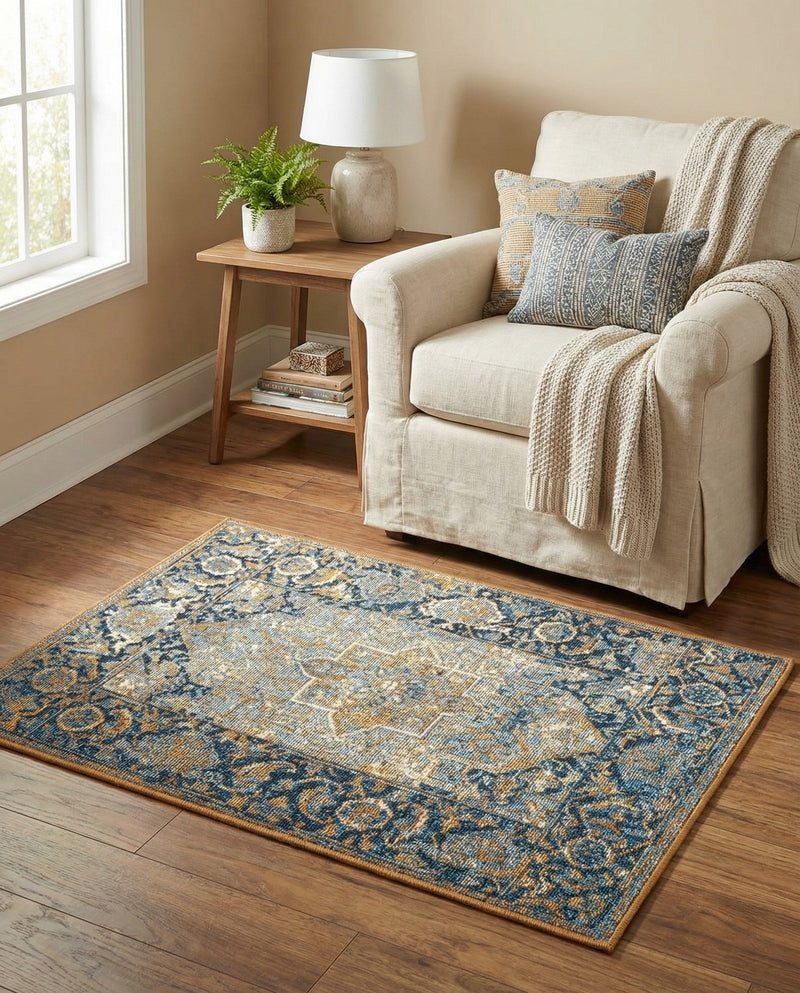 Patio Heritage Collection Area Rug -  Haven Rectangle Blue  lifestyle 8