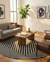 Urban Terrace Collection Area Rug -  Astoria (Black and White) Round Black and White  lifestyle 72
