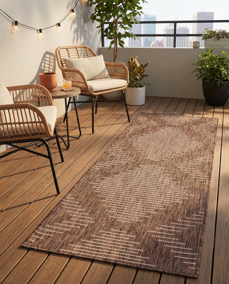 Urban Terrace Collection Area Rug -  Chelsea (Brown) Runner Brown  lifestyle 35