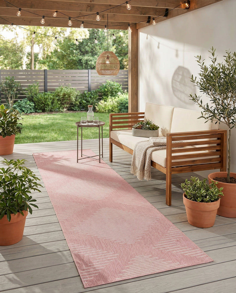 Urban Terrace Collection Area Rug -  Chelsea (Pink) Runner Pink  lifestyle 37