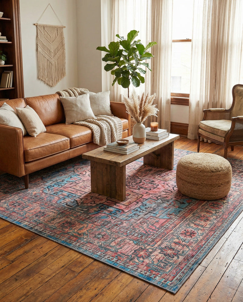 Zahara Oasis Collection Area Rug -  Fez Square Blue  lifestyle 58