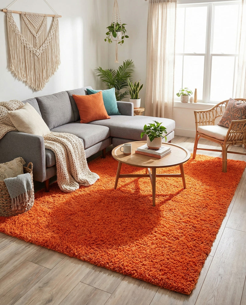 Plush Oasis Collection Area Rug - Serenity (Tiger Orange) Rectangle Tiger Orange  lifestyle 12