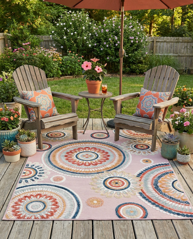 Seaside Blooms Collection Area Rug -  Eden Rectangle Pink  lifestyle 73