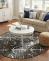 Seaside Haven Rugs Collection Area Rug - Sapphire (Charcoal) Round Charcoal  lifestyle 36