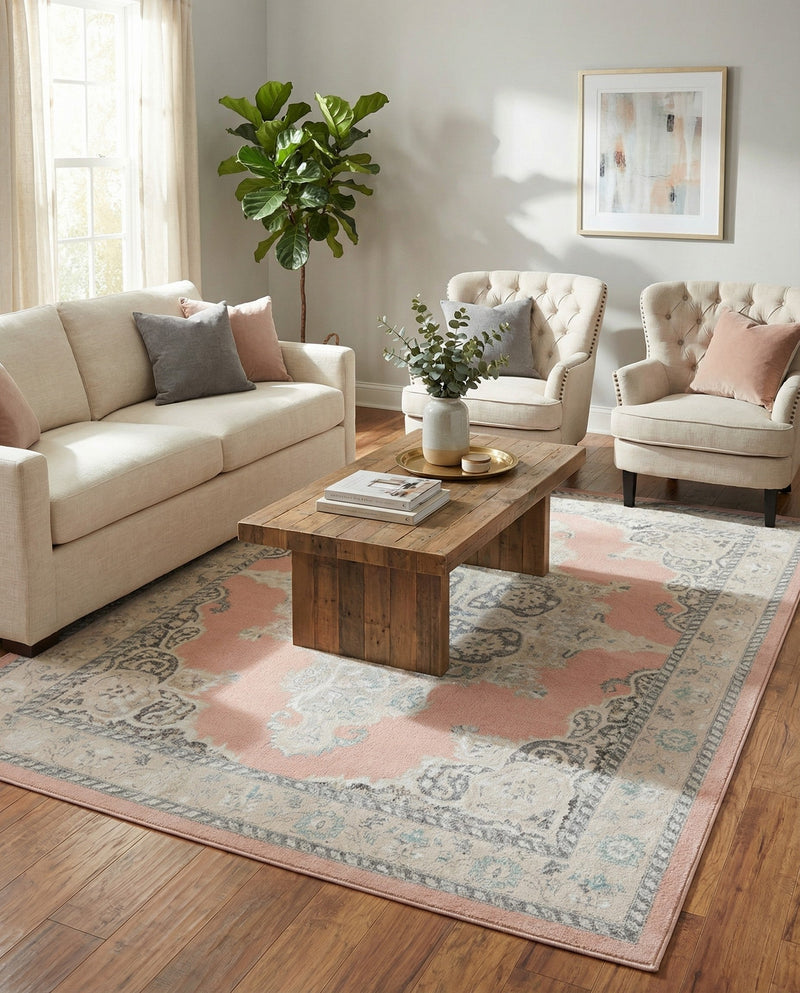 Beverly Grove Collection Area Rug -  Fairfax (Rose) Rectangle Rose  lifestyle 4