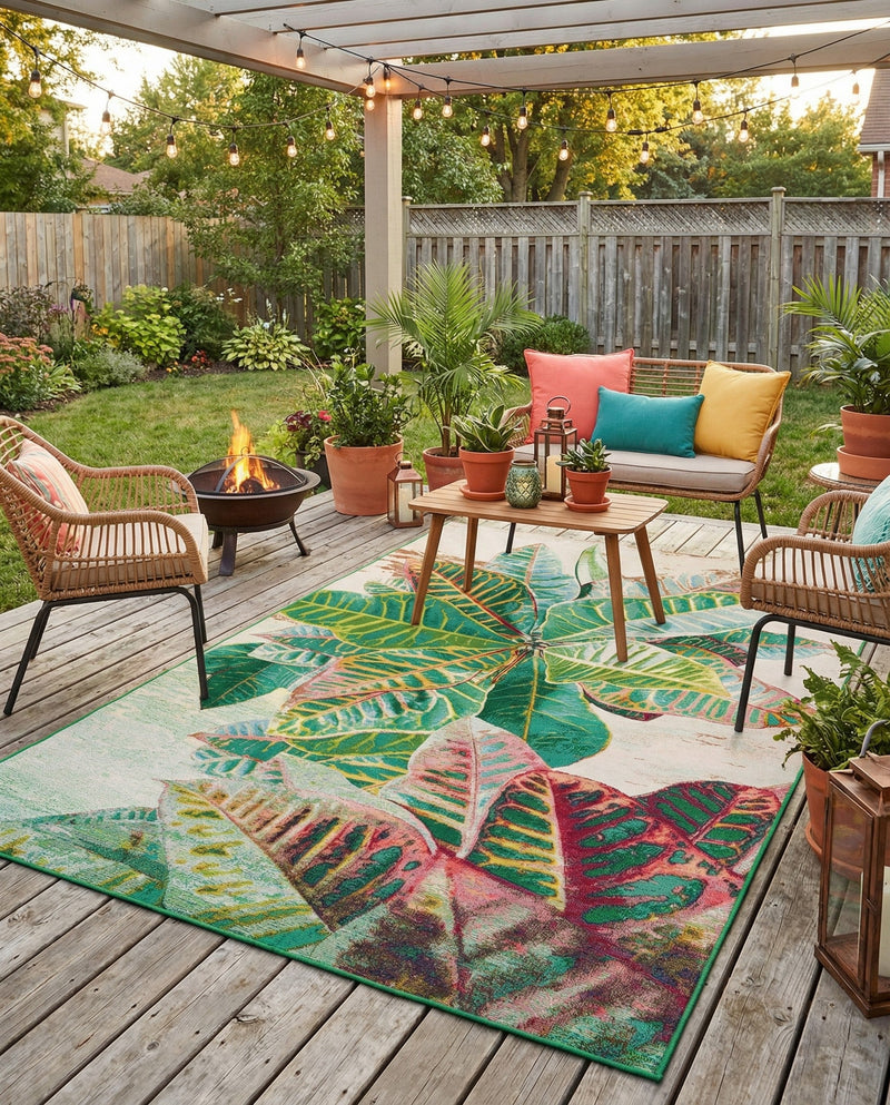 Seaside Blooms Collection Area Rug -  Fern Rectangle Multi  lifestyle 33