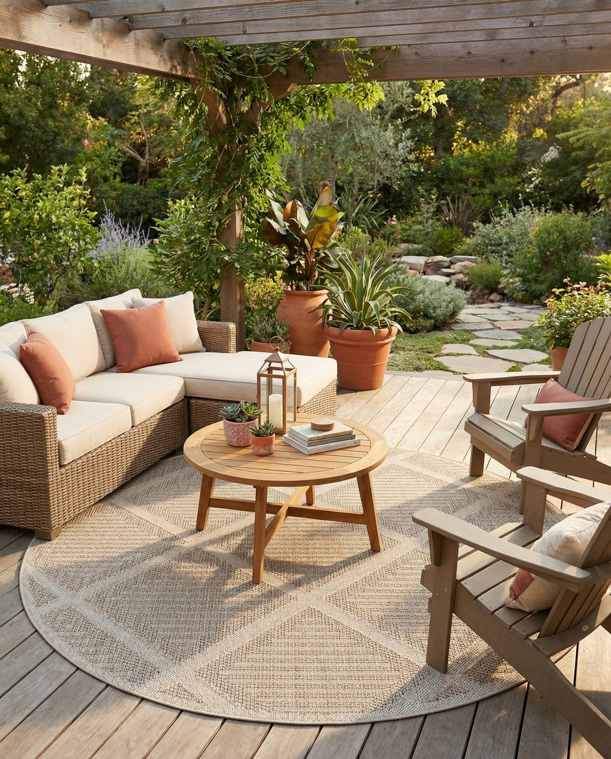 Savannah Pergola Collection Area Rug -  Eden Round Khaki  lifestyle 141