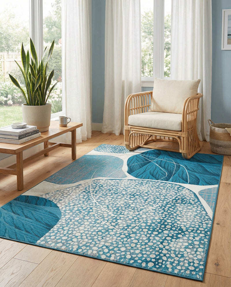 Urban Terrace Collection Area Rug -  Courtyard Rectangle Blue and Ivory  lifestyle 9