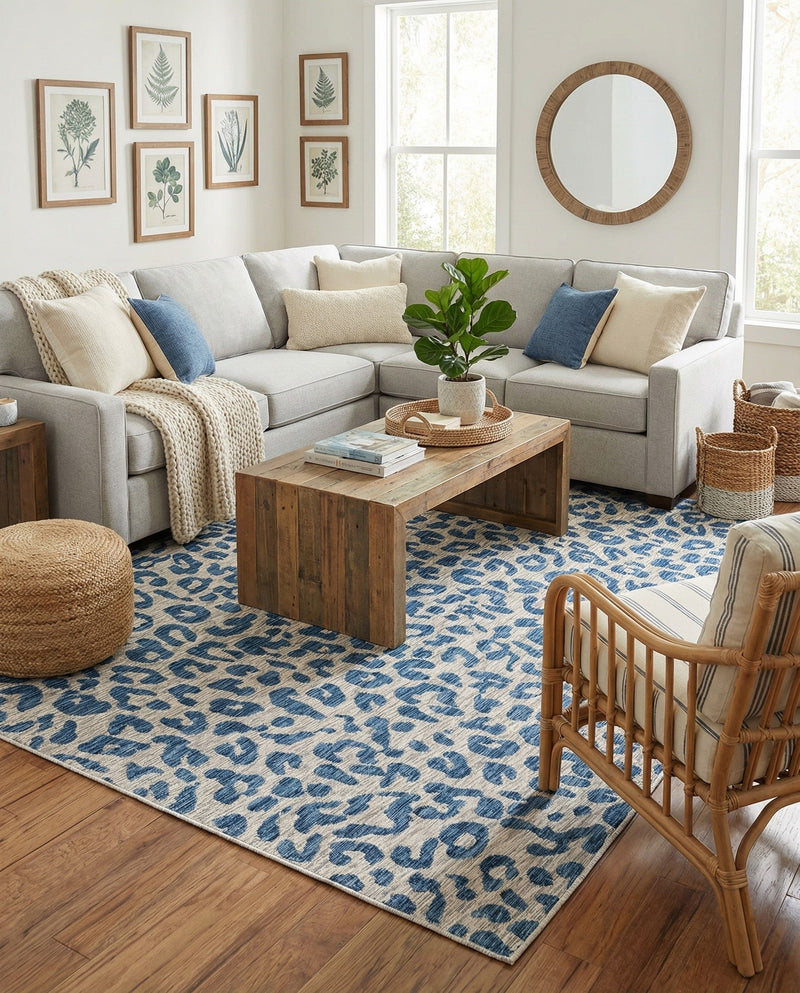 Savannah Escape Collection Area Rug -  Amazon (Blue) Rectangle Blue  lifestyle 8