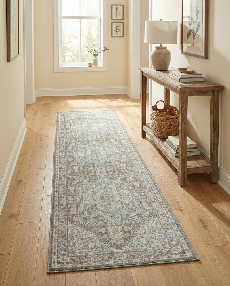 Savannah Series Collection Area Rug - Charleston (Cloud Gray) Runner Cloud Gray  lifestyle 67