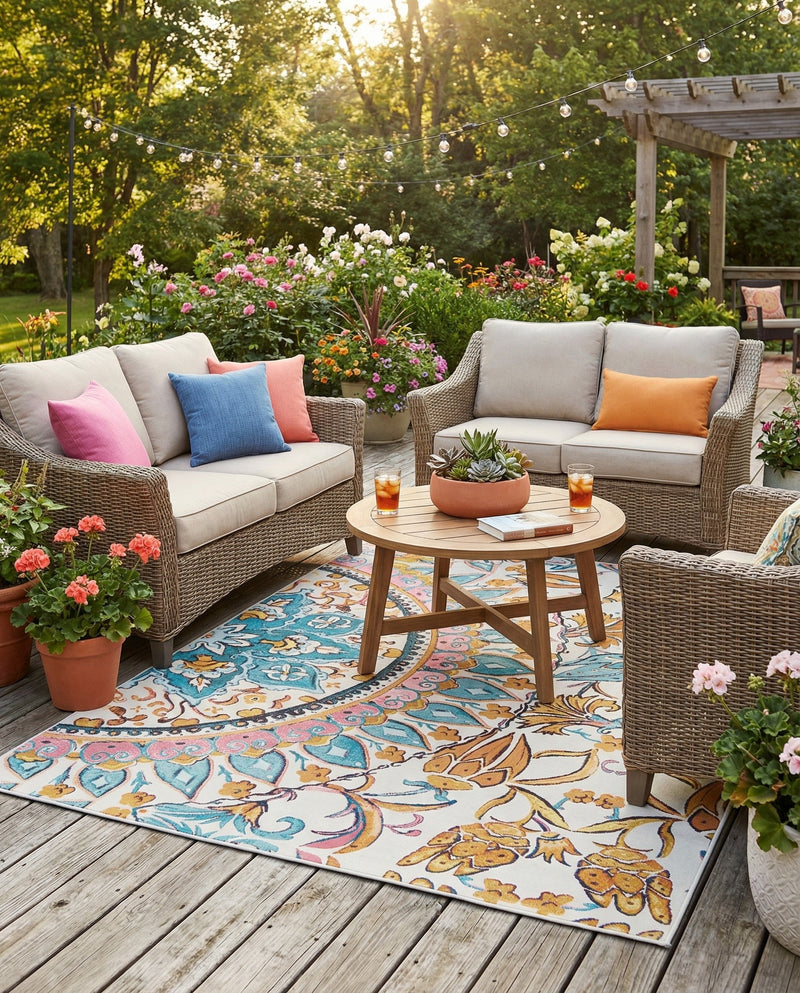 Patio Heritage Collection Area Rug - Tuscany Rectangle Multi  lifestyle 7