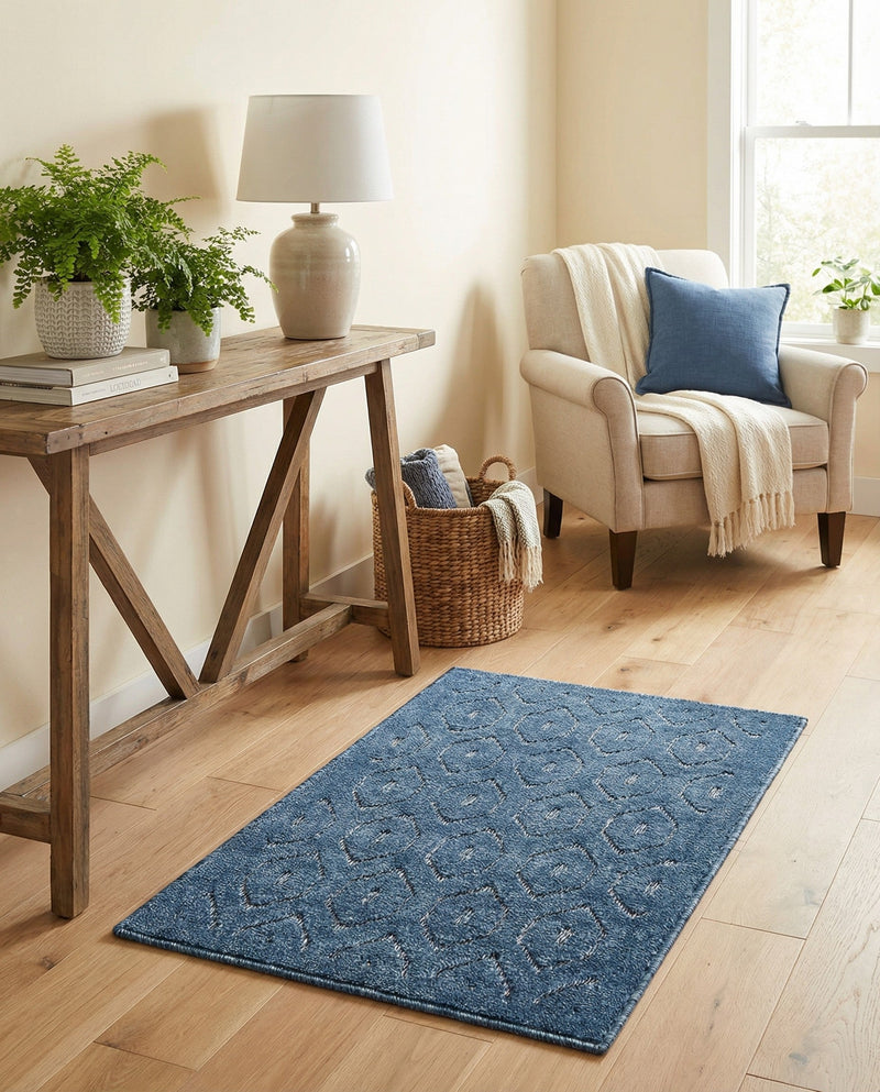 Garden Lattice Charm Collection Area Rug - Arbor (Navy Blue) Rectangle Navy Blue  lifestyle 17