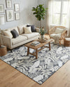 Seaside Blooms Collection Area Rug -  Serene Rectangle Black  lifestyle 55
