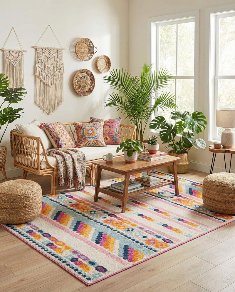 Bahama Breeze Outdoor Collection Area Rug -  Bimini Rectangle Pink  lifestyle 56