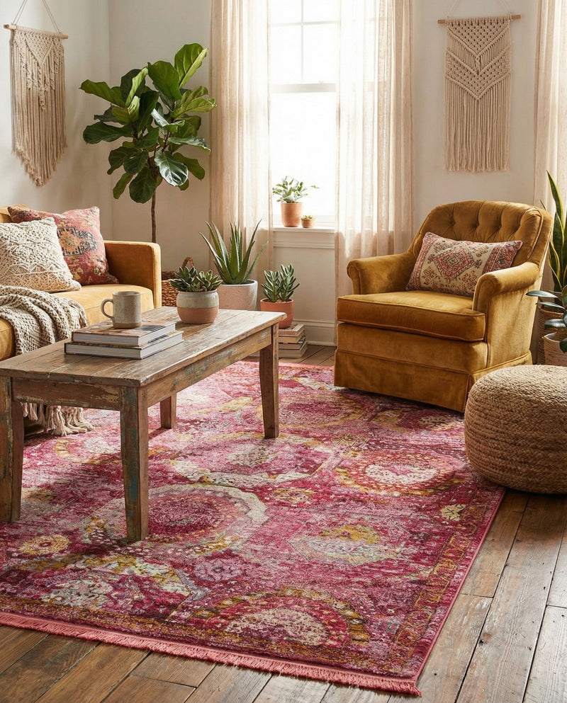 Caribbean Breeze Collection Area Rug -  Lucia Rectangle Pink  lifestyle 22