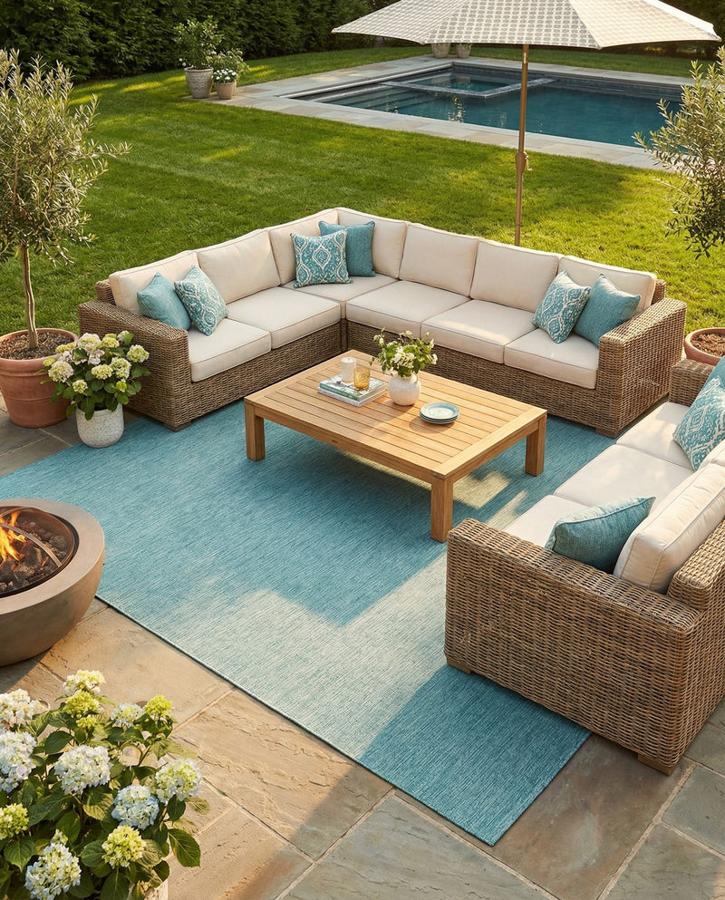 Seaside Serenity Collection Area Rug - Veranda (Aquamarine) Square Aquamarine  lifestyle 70