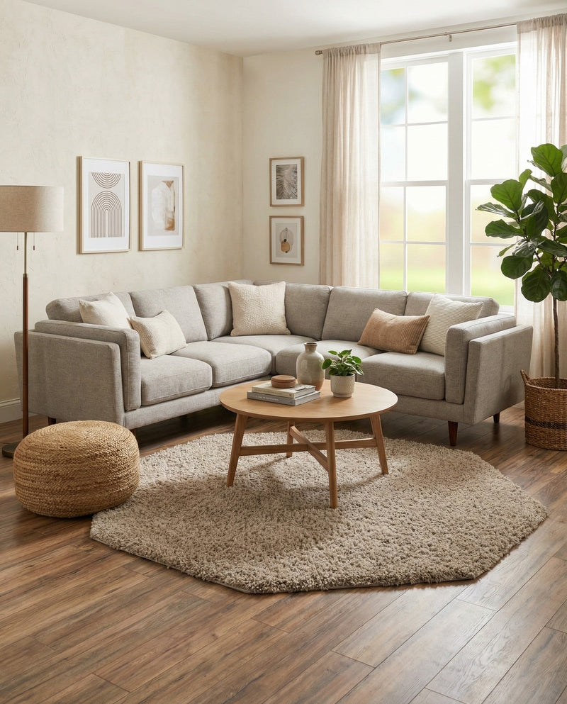 Plush Oasis Collection Area Rug - Serenity (Taupe) Octagon Taupe  lifestyle 62