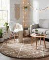 Cozy Haven Shag Collection Area Rug - Serenity (Khaki) Round Khaki  lifestyle 38