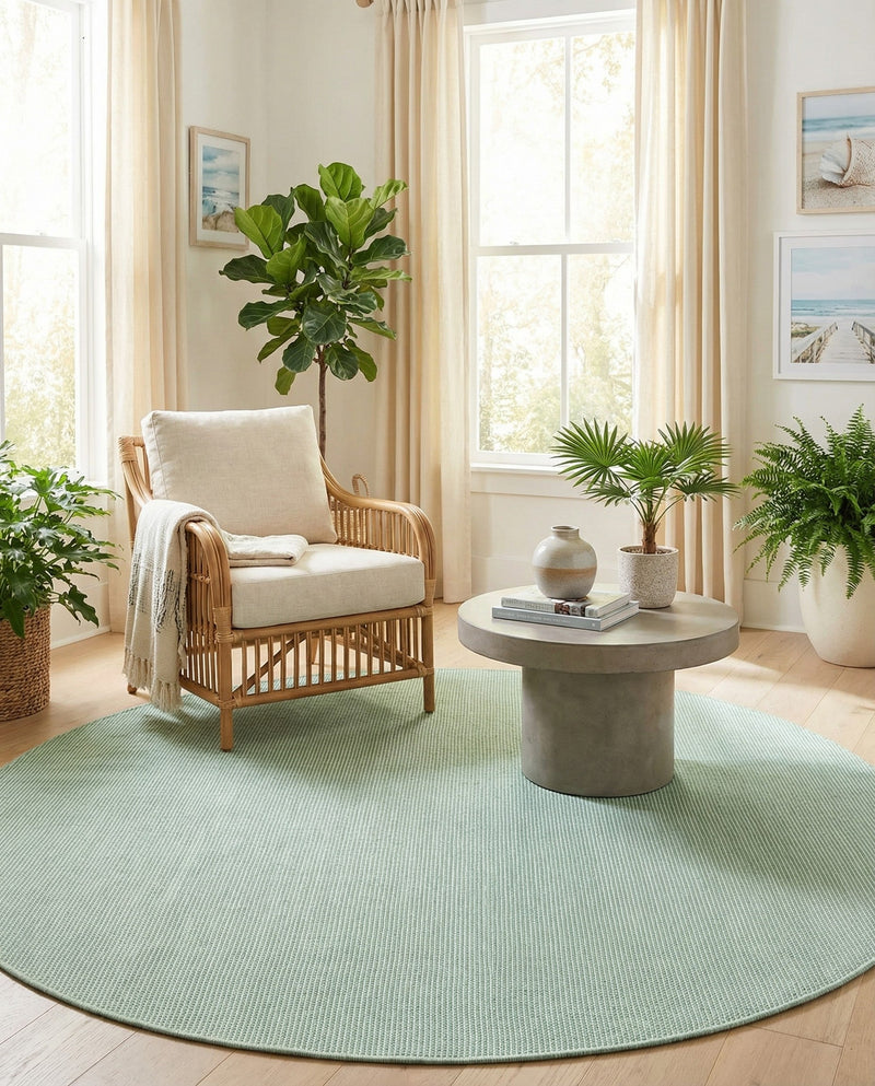 Jill Zarin Sedona Oasis Outdoor Collection Area Rug - Coconino (Palm Green) Round Palm Green  lifestyle 36