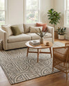 Savannah Threads Collection Area Rug -  Thar Rectangle Gray and Ivory  lifestyle 51