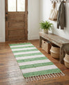 Tassel Trail Collection Area Rug - Pathway (Green and Ivory) Runner Green and Ivory  lifestyle 54