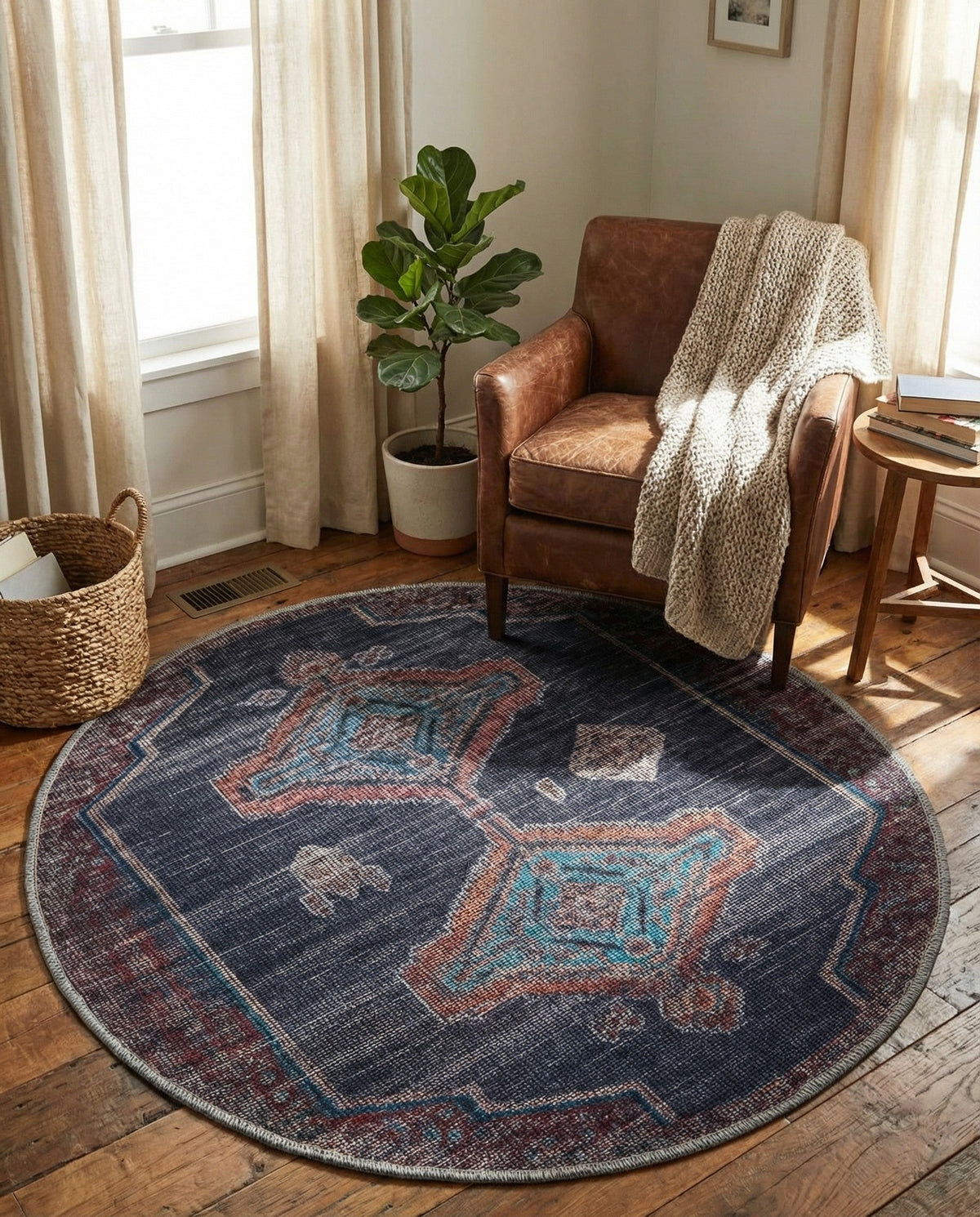 Rovaniemi Collection Area Rug - Lapland Round Charcoal and Gray  lifestyle 85