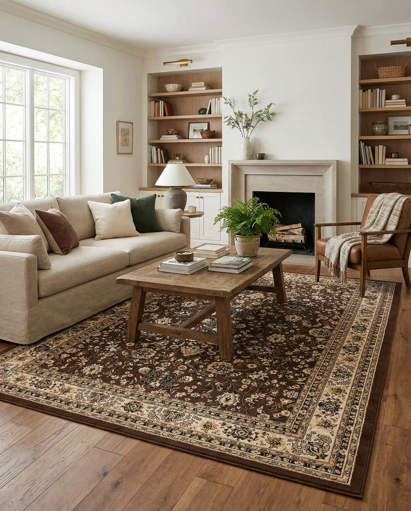 Isfahan Elegance Collection Area Rug - Naghsh-e Jahan (Brown) Rectangle Brown  lifestyle 18
