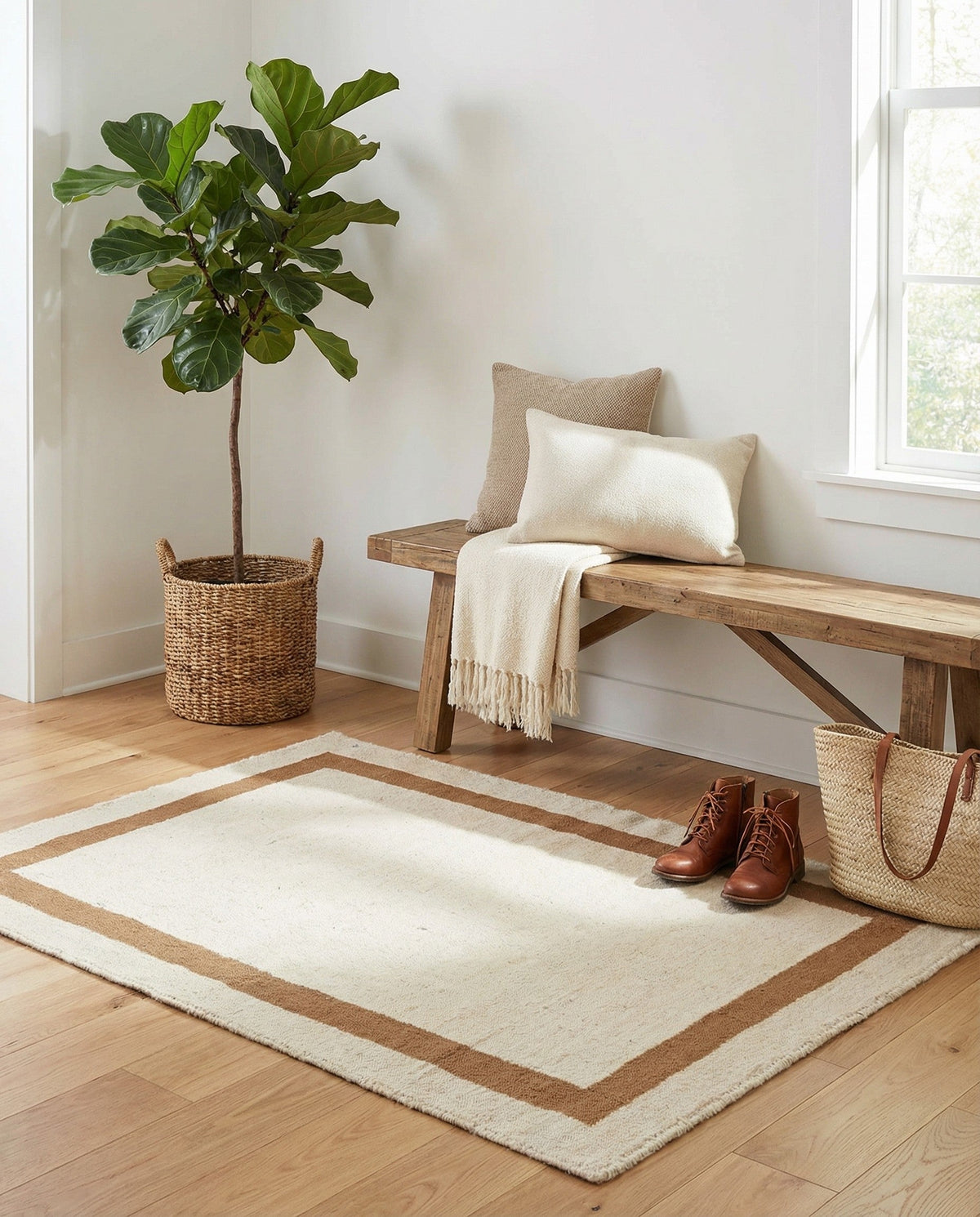 Savannah Borders Wool Collection Area Rug - Chatham Rectangle Ivory  lifestyle 25
