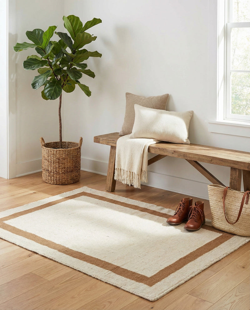 Savannah Borders Wool Collection Area Rug - Chatham Rectangle Ivory  lifestyle 25