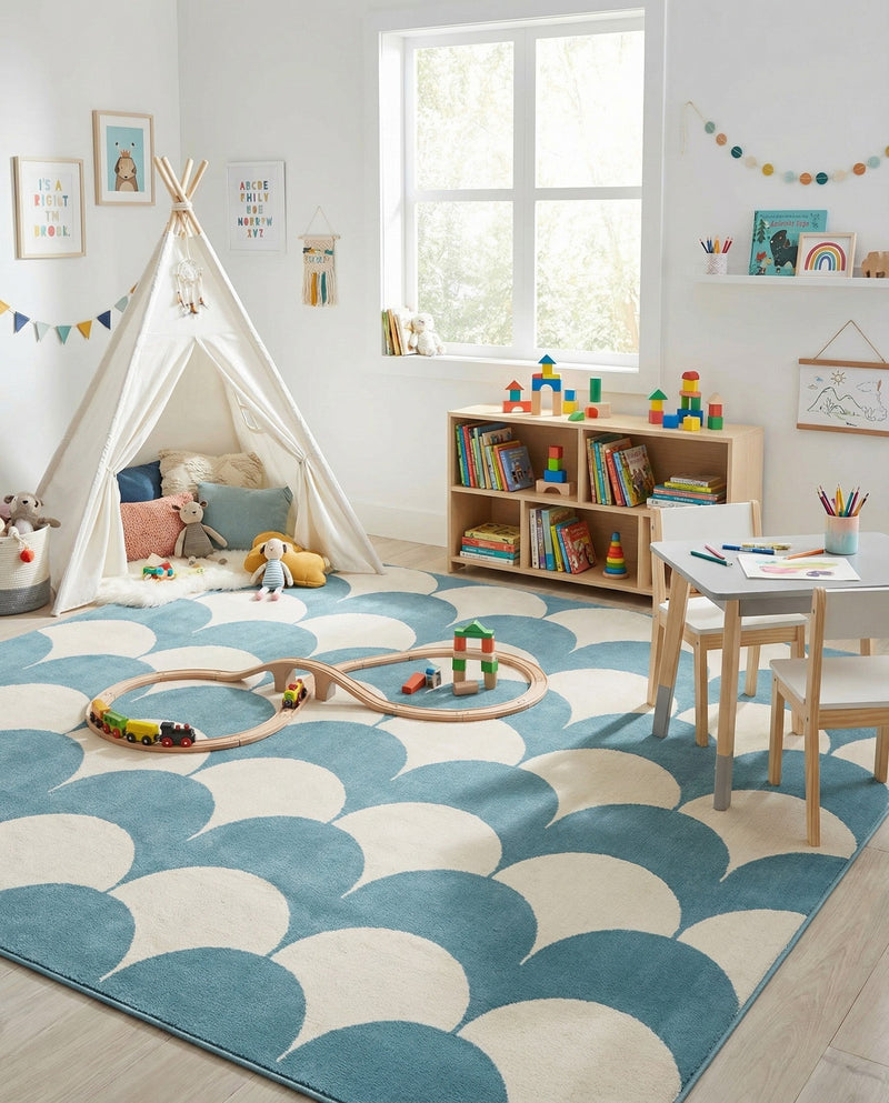 Wonder Tykes Collection Area Rug - Sparklewood Rectangle Sky blue  lifestyle 45