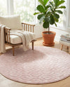 Garden Lattice Charm Collection Area Rug - Arbor (Pink) Round Pink  lifestyle 56