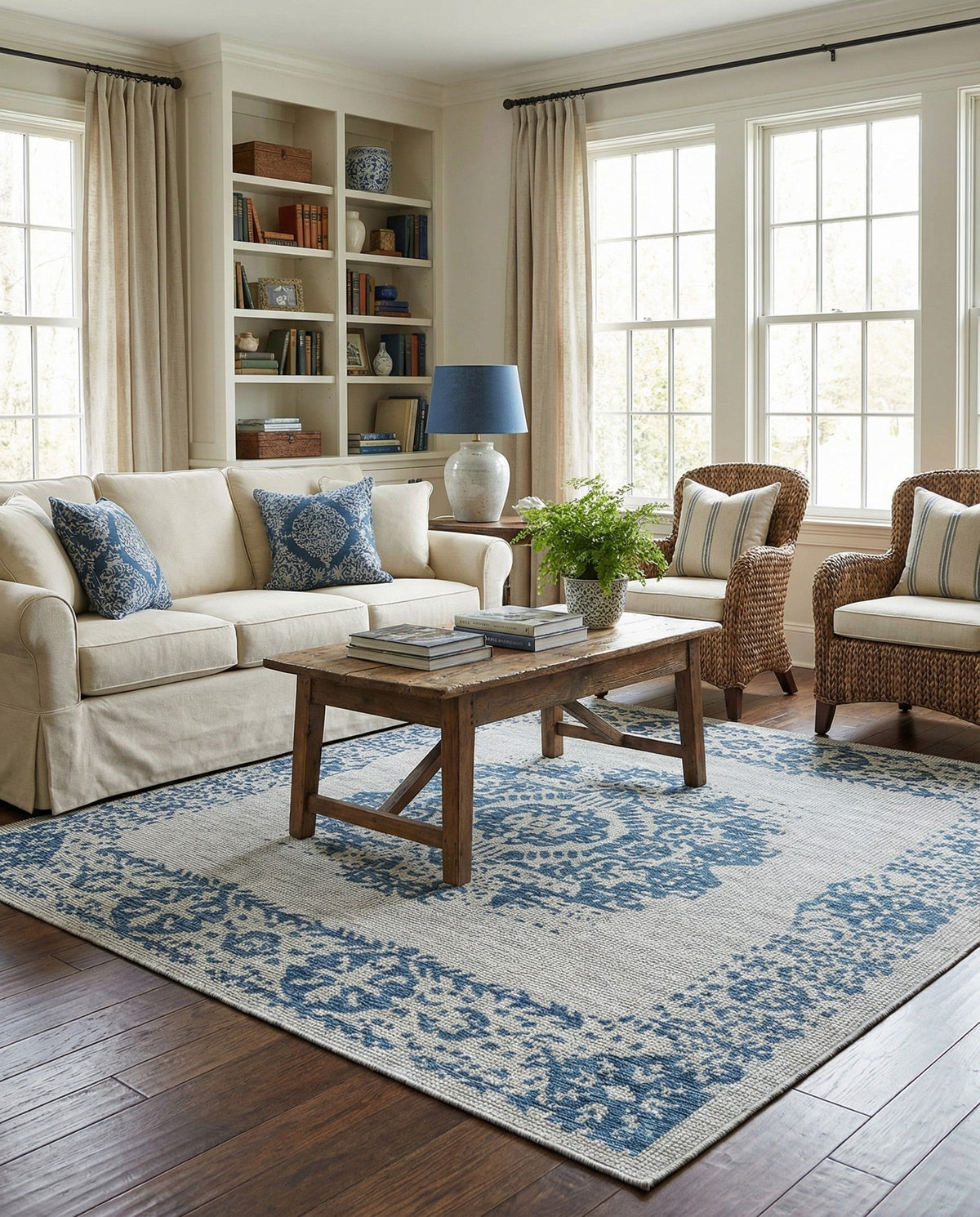 Patio Heritage Collection Area Rug - Savannah (Blue) Square Blue  lifestyle 95