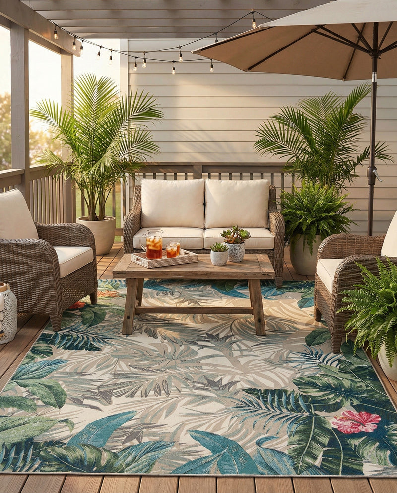 Seaside Blooms Collection Area Rug -  Paradise Rectangle Multi  lifestyle 34